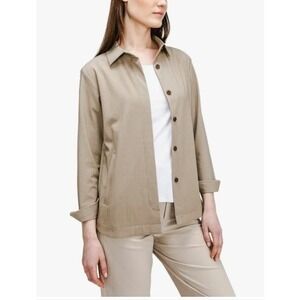 Ministry of Supply Womens Velocity Shirt Jacket Button Up Beige Cotton Size S